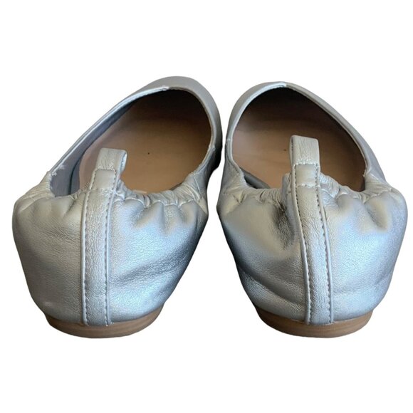 NORDSTROM RACK Metallic Silver Kendall Faux-Leather Ballet Flats Size 7 - Picture 6 of 8